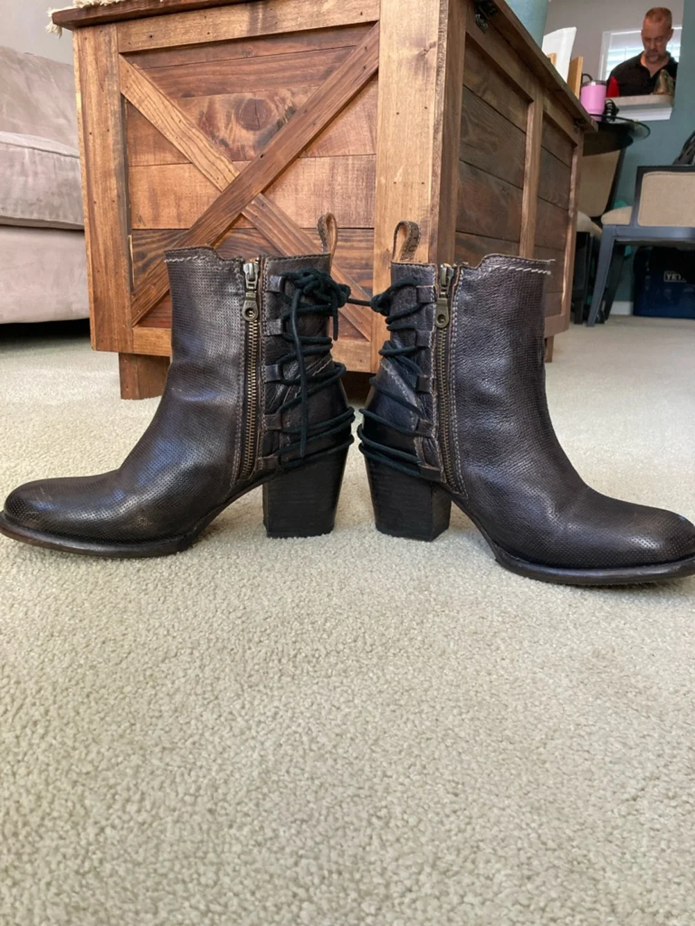 BED|STU Cobbler Dark Brown Lace-Up Ankle Booties Size 9 - Picture 5 of 7